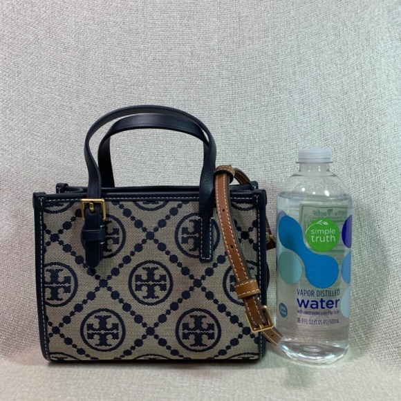 Tory Burch MINI Tory Navy T Monogram Jacquard Tote + Card Case - Picture 4 of 16